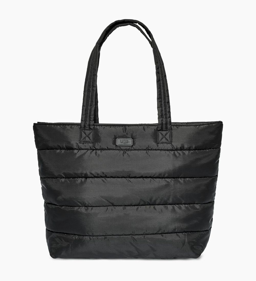 Ugg Handbags Womens - Ugg Krystal Puffer Tote Black - 061WDMTQO